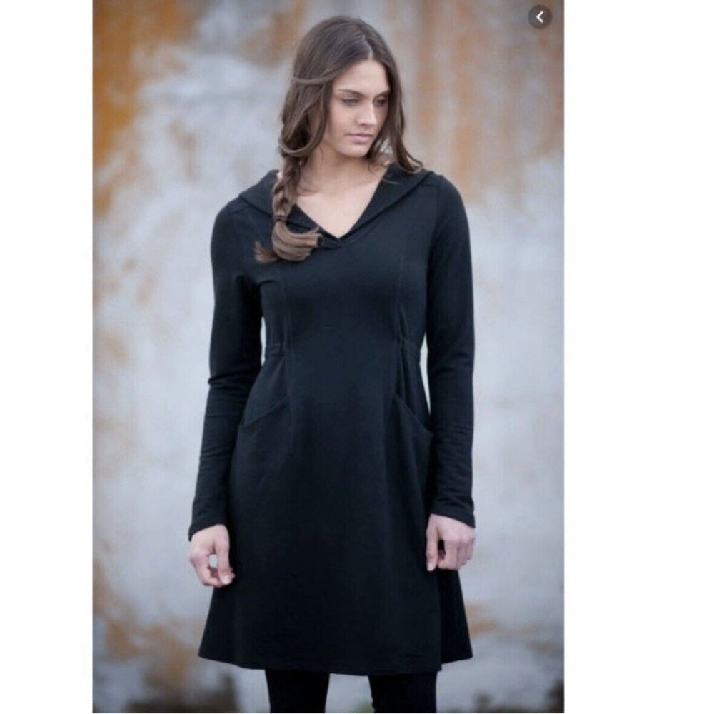 Ibex 100% Merino Wool Dress (Size XS) Black Long Sleeve Ft Amy Made In USA